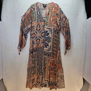 Angie Womens Open Maxi Boho Kimono Duster Sz Small Festival Beach, Tropical NEW